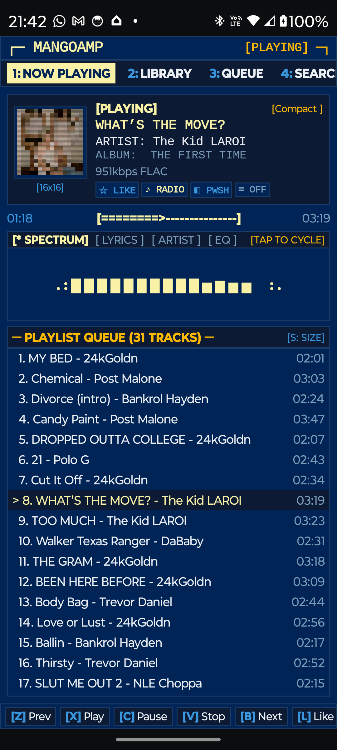 MangoAmp Windows PowerShell Theme Now Playing Screen